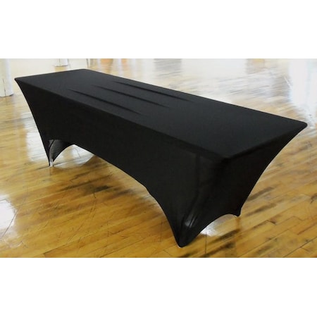 Atlas Commercial Products Spandex Fitted Stretch Table Cover for 8 Ft. x 30" Banquet, Black SP-8X30-03
